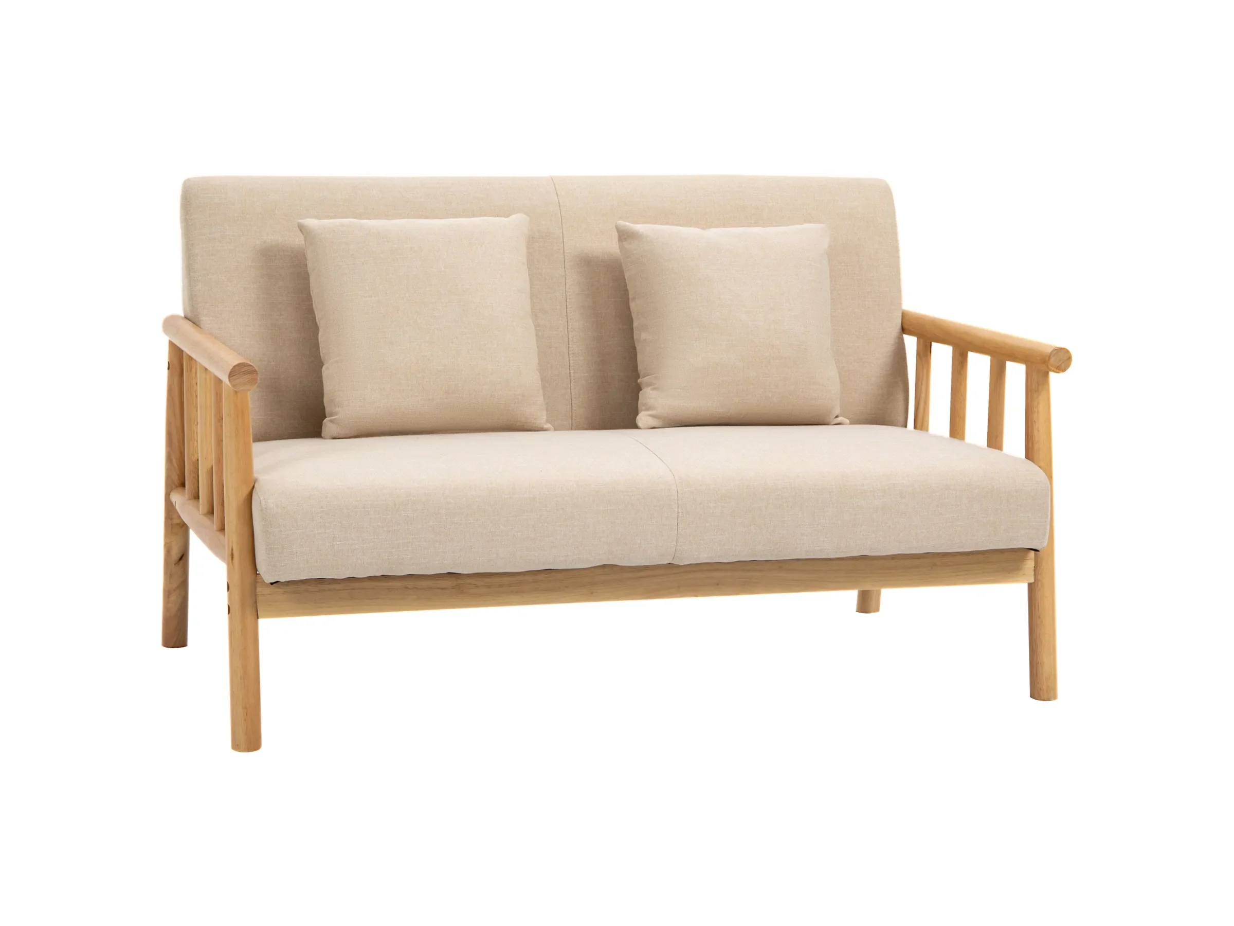 HOMCOM 2-Sitzer Sofa mit 2 Lendenkissen – Leinenoptik, Holzrahmen