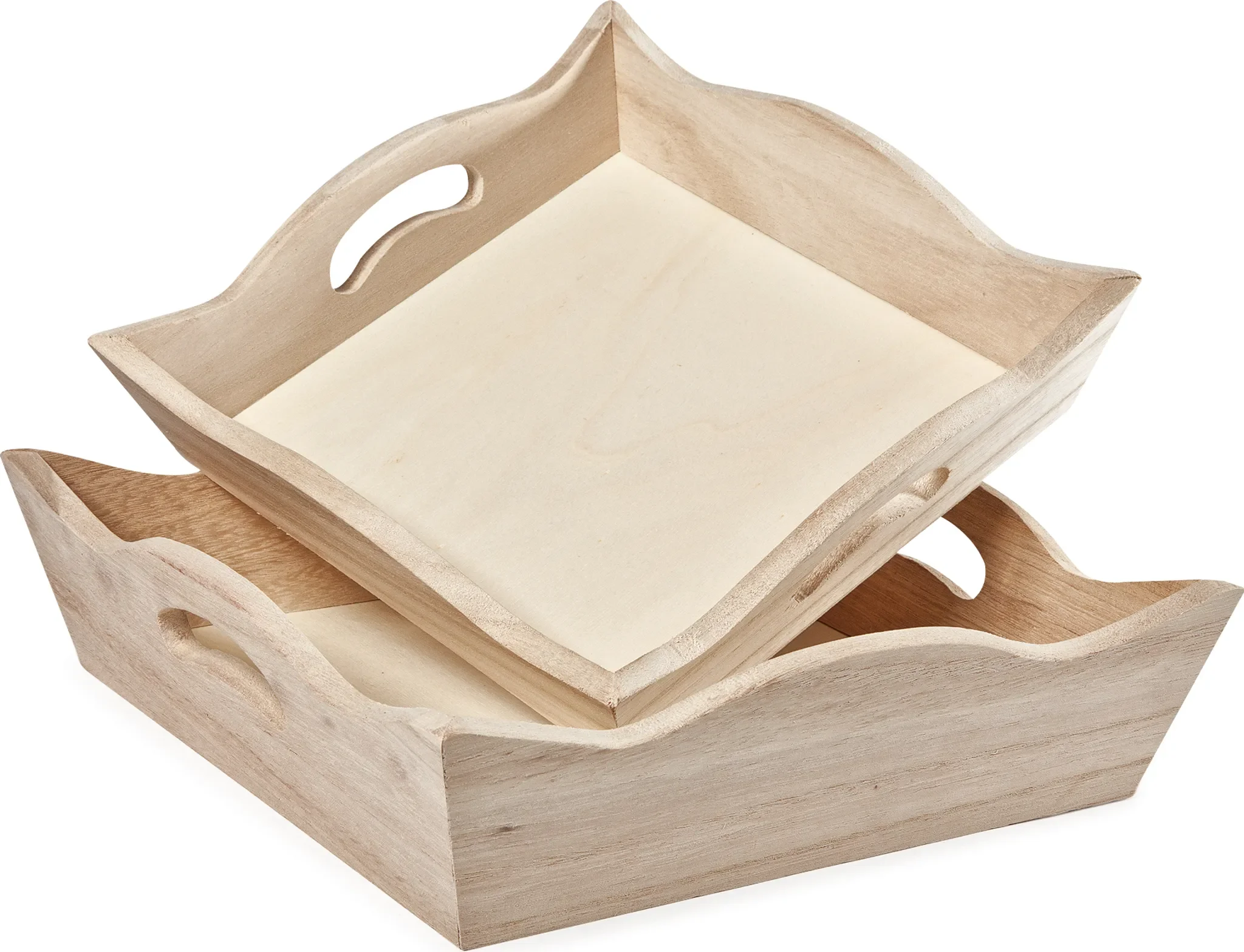 VBS – Tablett-Schalen, 2er-Set, Rohholz