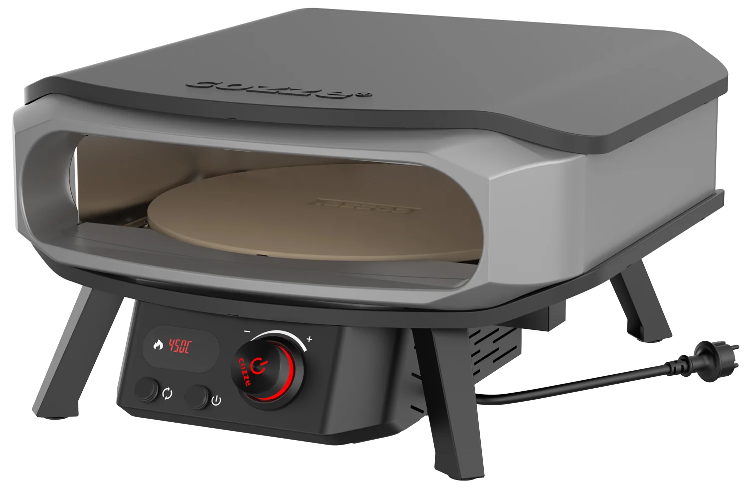 Cozze Elektrischer Pizzaofen – drehbarer Pizzastein, Digital-Thermometer, 42,5 cm (17"), inkl. Hitzeschild